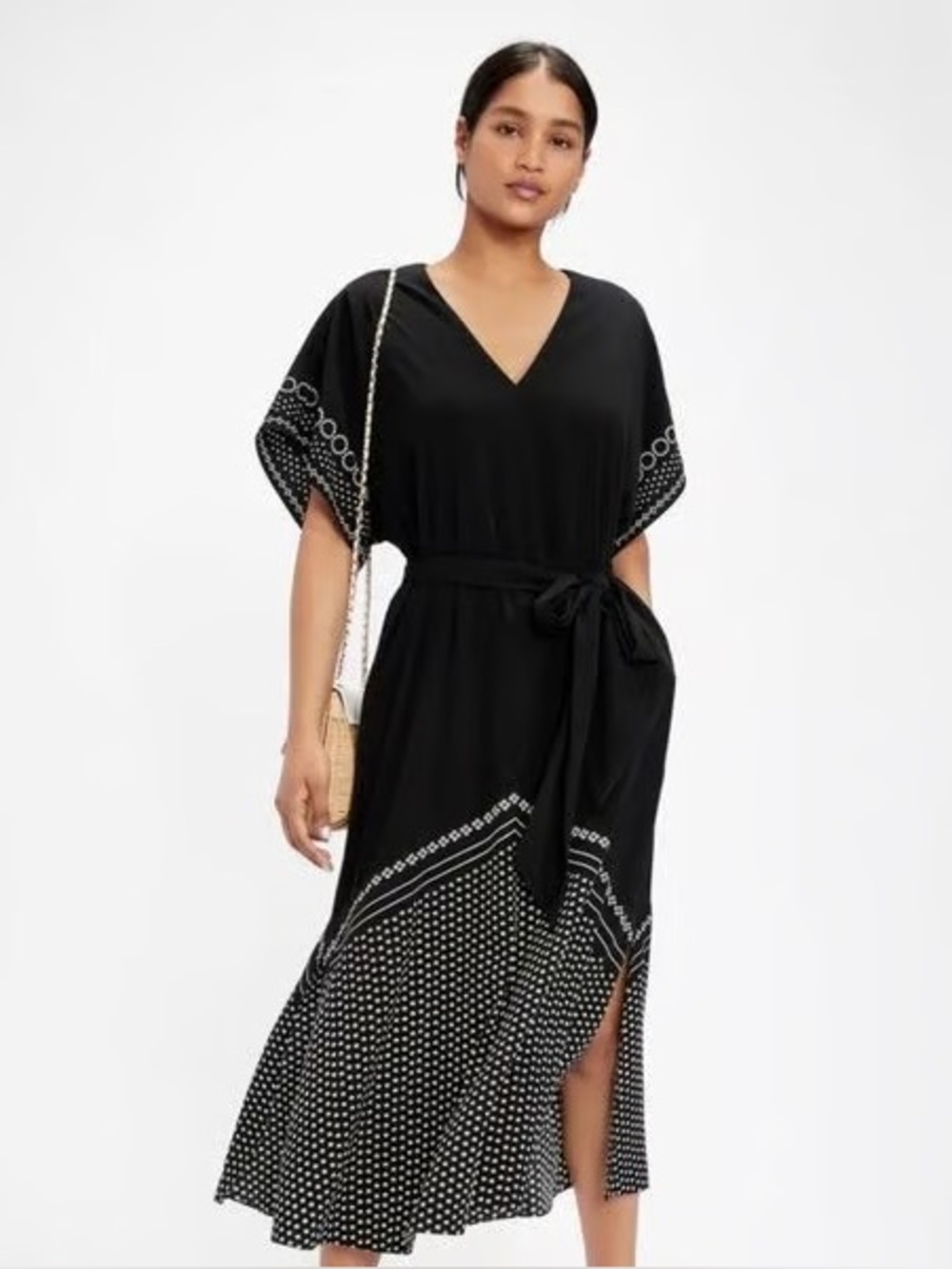Ted Baker Becci Black Scarf Print Short Sleeve Midi Dress Size 4